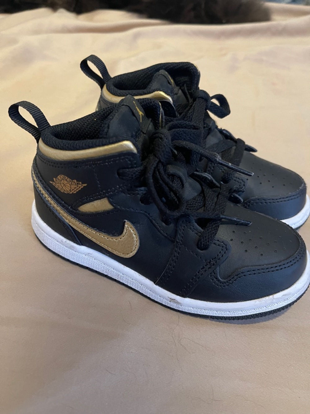 Nike Kids Mid-Top Sneakers in Black and Gold Accent